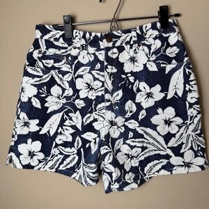 Vintage Bill Blass Denim Jean Mom Shorts Jorts Womens 8 Blue White Floral Mint!